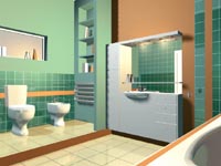 Санузел. Кадр из рекламного ролика «Сантехника и отделочные материалы» (3D).
